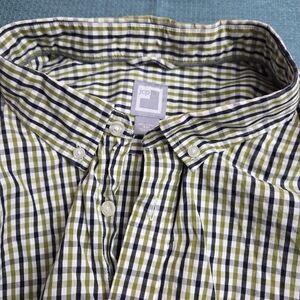 JCP Short Sleeve Button Down Navy And Olive Green Plaid Men's 3XL